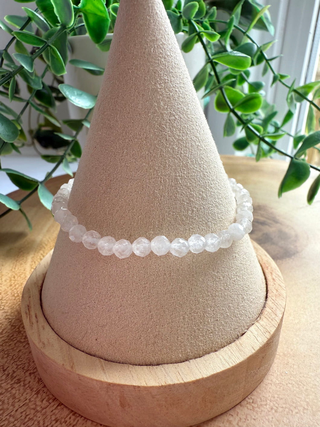 Clear Quartz 4mm Faceted Stretch Bracelet