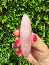 Load image into Gallery viewer, Rose Quartz Moon on Custom Gold Stand
