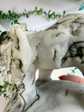 Load image into Gallery viewer, Tree Agate Skull with Elephant|Hand Carved|Statement Decor
