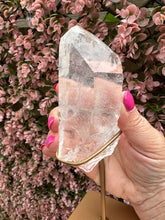 Load image into Gallery viewer, Lemurian on Stand from Brazil|Natural Lemurian|Part Polished Lemurian|Statement Crystal|Crystal Decor|Consciously Sourced
