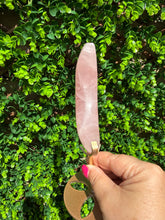Load image into Gallery viewer, Rose Quartz Moon on Custom Gold Stand
