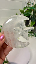 Load image into Gallery viewer, Clear Quartz Moon and Star Carving
