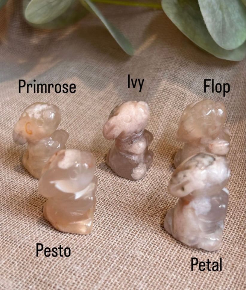 Flower Agate Mini Bunnies|Crystal Carvings|Consciously Sourced|Flower Agate Bunny