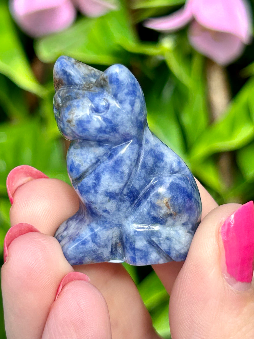 Sodalite Cat Carving|Ethically Sourced|Carvings|Natural Sodalite