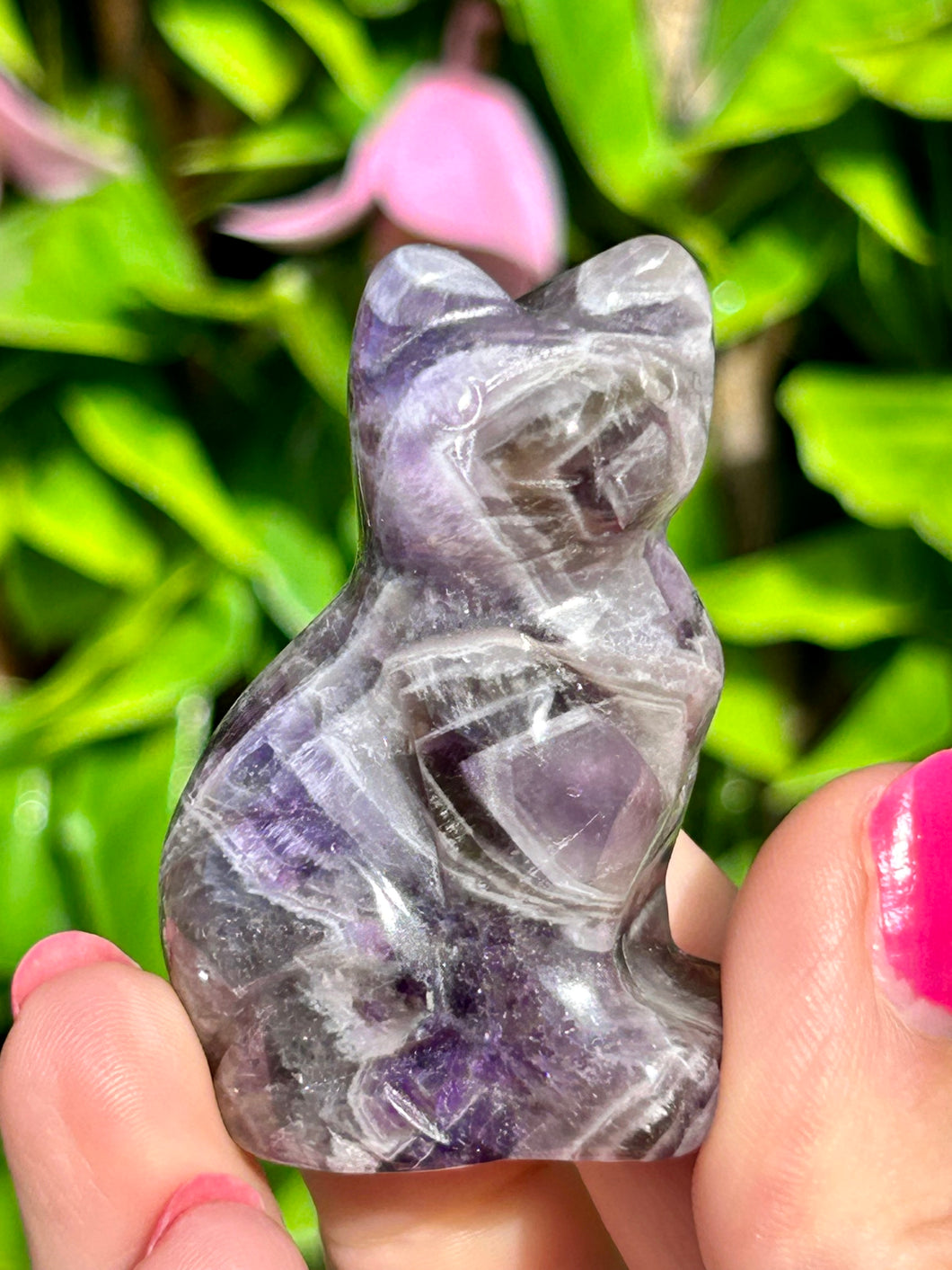 Chevron Amethyst Cat Carving|Dream Amethyst Cat Carving|Ethically Sourced|Carvings|Natural Amethyst