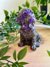 Load image into Gallery viewer, Yooperlite Dog Carving|UV Reactive Crystal|Crystal Decor|Gift
