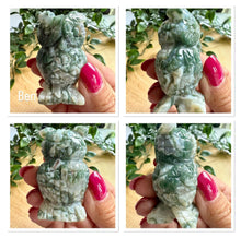 Load image into Gallery viewer, Moss Agate Owl Carving|Owl Crystal|Polished Moss Agate
