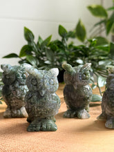 Load image into Gallery viewer, Moss Agate Owl Carving|Owl Crystal|Polished Moss Agate

