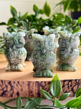 Load image into Gallery viewer, Moss Agate Owl Carving|Owl Crystal|Polished Moss Agate

