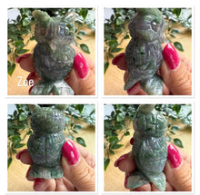 Load image into Gallery viewer, Moss Agate Owl Carving|Owl Crystal|Polished Moss Agate
