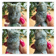 Load image into Gallery viewer, Moss Agate Owl Carving|Owl Crystal|Polished Moss Agate
