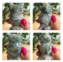 Load image into Gallery viewer, Moss Agate Owl Carving|Owl Crystal|Polished Moss Agate
