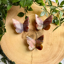 Load image into Gallery viewer, Pink Lace Chalcedony 3D Butterflies|Chalcedony Crystal|Butterfly Carving
