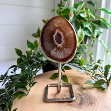 Load image into Gallery viewer, Natural Agate Geode on Metal Stand from Brazil
