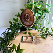 Load image into Gallery viewer, Natural Agate Geode on Metal Stand from Brazil
