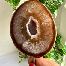 Load image into Gallery viewer, Natural Agate Geode on Metal Stand from Brazil

