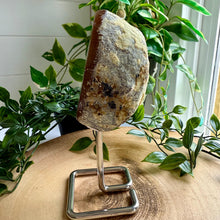 Load image into Gallery viewer, Natural Agate Geode on Metal Stand from Brazil
