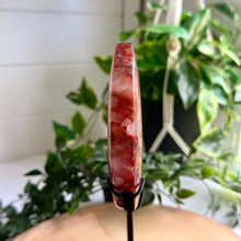 Load image into Gallery viewer, Fire Quartz Moon on Custom Stand|Home Decor|Crystal Moon|Red Hematoid Quartz
