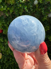 Load image into Gallery viewer, Blue Calcite Sphere (approx 7cm) with stand|Crystal Sphere|Blue Calcite Crystal
