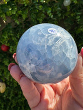 Load image into Gallery viewer, Blue Calcite Sphere (approx 7cm) with stand|Crystal Sphere|Blue Calcite Crystal
