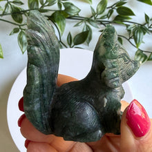 Load image into Gallery viewer, Hand Carved Moss Agate Nine Tail Fox|Crystal Decor
