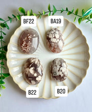Load image into Gallery viewer, Black Flower Agate Palm Stones|Agate with Floral Inclusions
