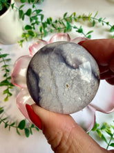 Load image into Gallery viewer, Pink Lace Chalcedony Cookie|Round Flat Stone|Palm Stone|Pocket Crystal
