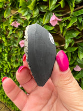 Load image into Gallery viewer, Pyrite and Shungite Heart|Shungite|Pyrite|Crystals from Brazil|Home Decor|Crystal Decor|Ethically Sourced|Heart Carving
