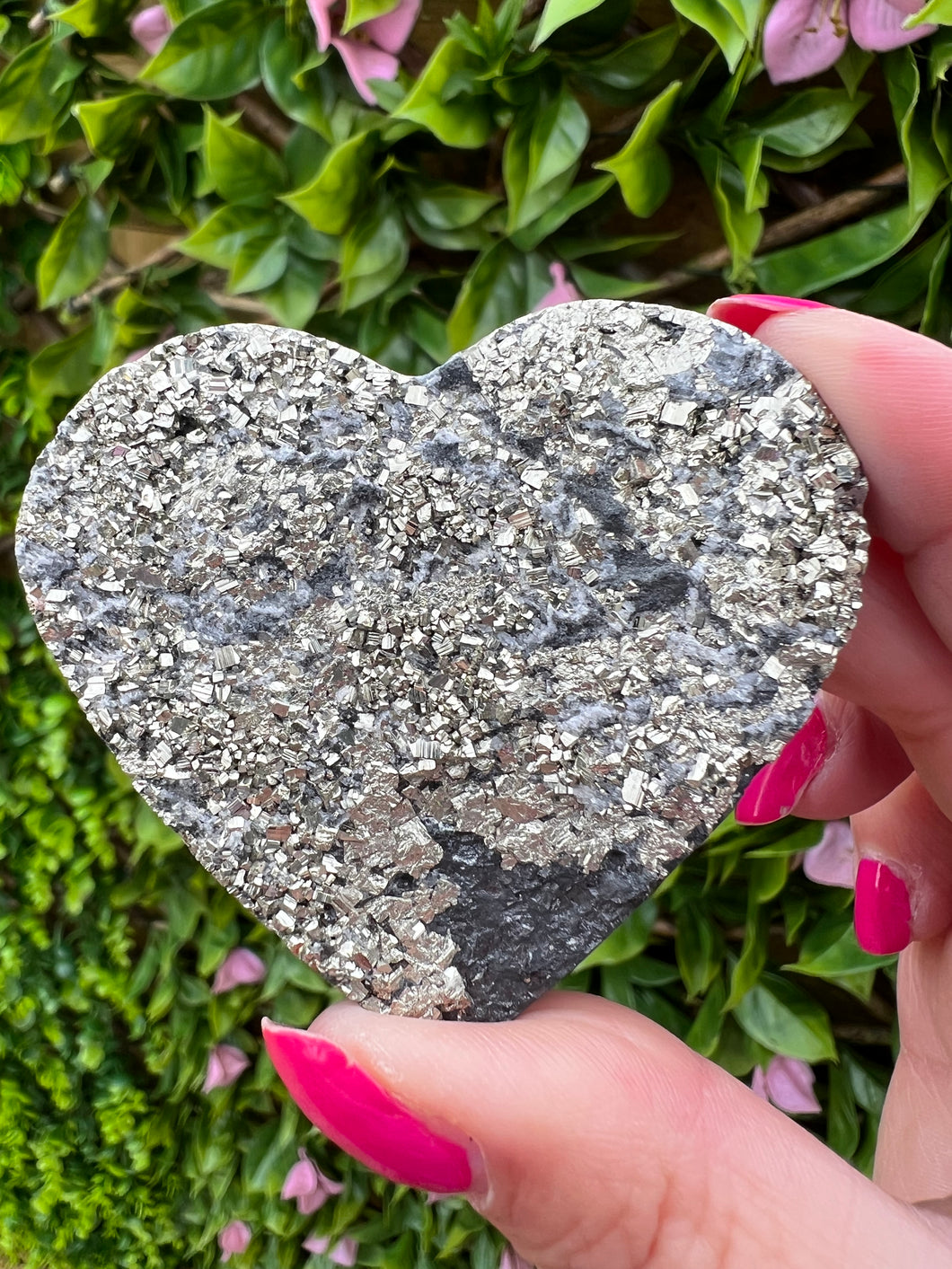 Pyrite and Shungite Heart|Shungite|Pyrite|Crystals from Brazil|Home Decor|Crystal Decor|Ethically Sourced|Heart Carving