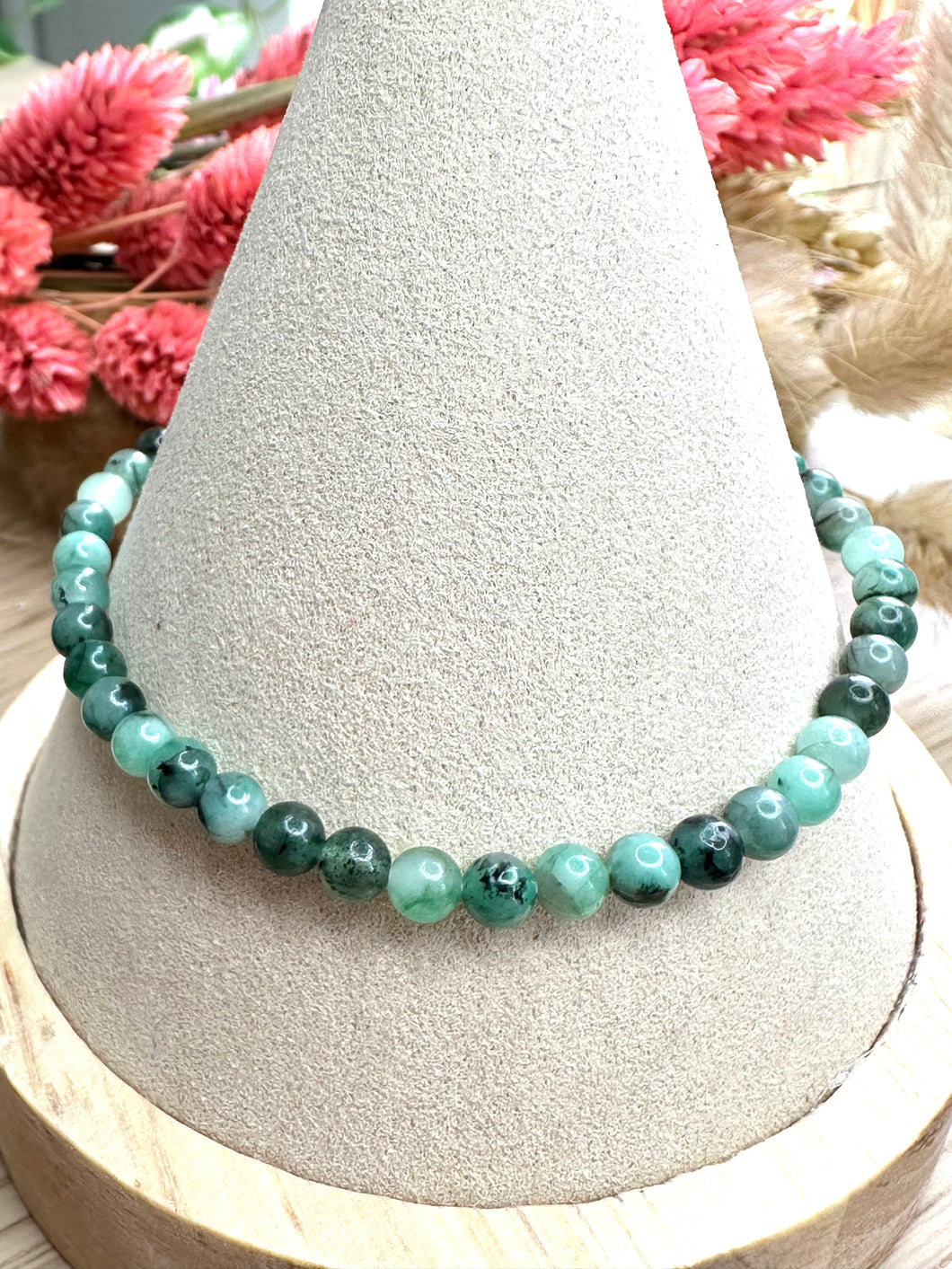 High Grade Emerald Small Bead Bracelet|May Birthstone|Ethically Sourced|Handmade|Gemstone Stretch Bracelet|Crystal Beaded Bracelet|High Quality