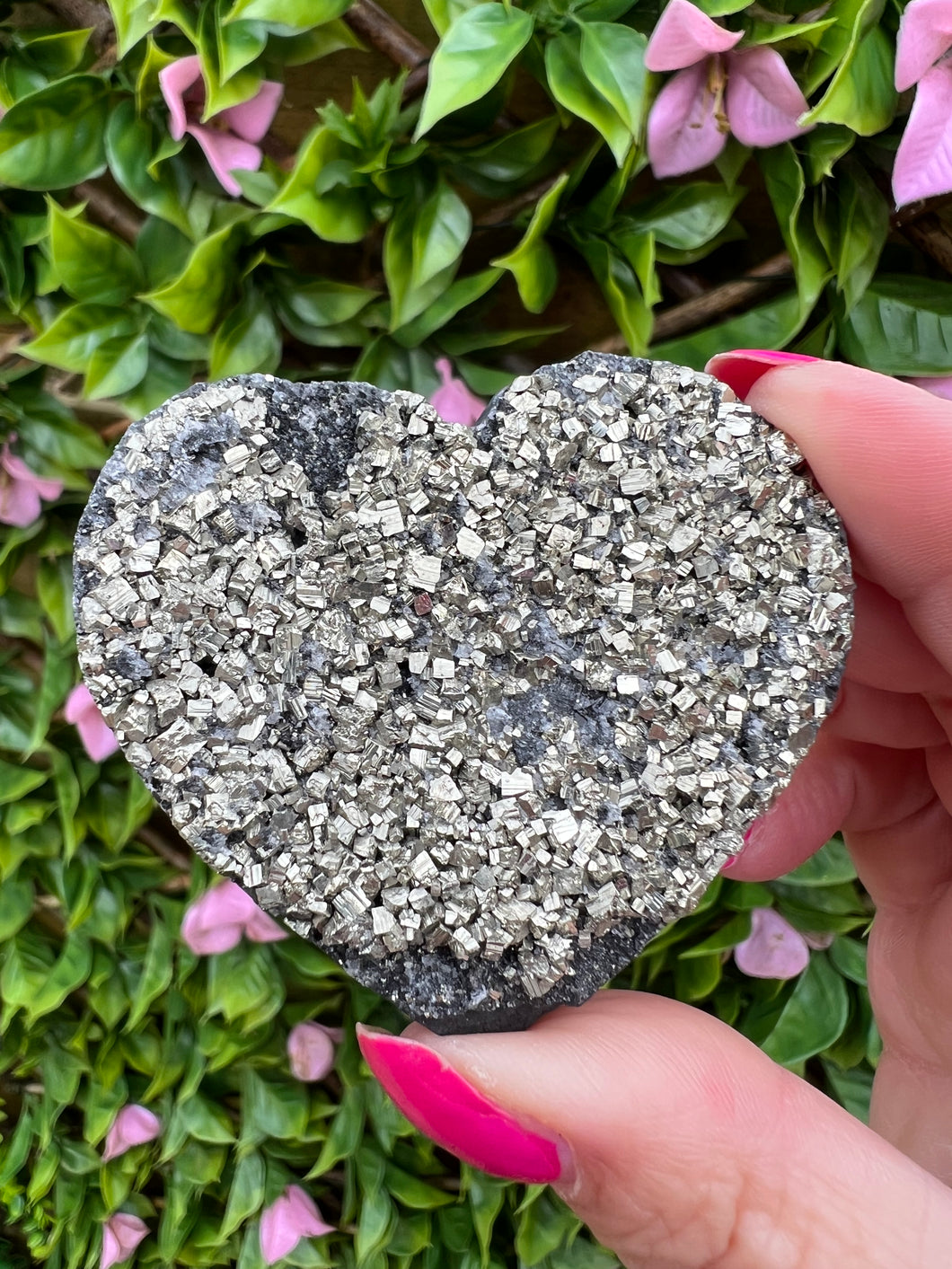 Pyrite and Shungite Heart|Shungite|Pyrite|Crystals from Brazil|Home Decor|Crystal Decor|Ethically Sourced|Heart Carving