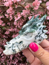 Load image into Gallery viewer, Tree Agate Dragon Head Carving|Tree Agate Carving|Tree Agate Crystal|Ethically Sourced
