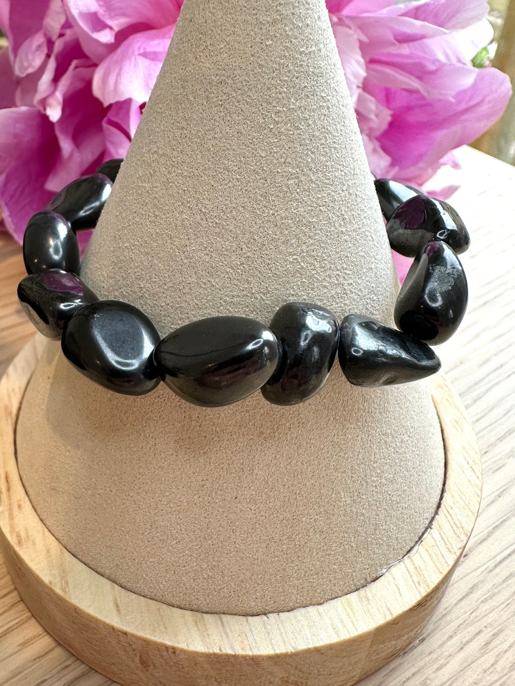 Shungite Nugget Bracelet|Ethically Sourced|Handmade|Gemstone Stretch Bracelet|High Quality