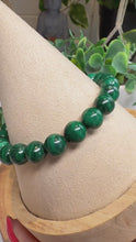 Load and play video in Gallery viewer, Malachite 8mm Beaded Bracelet|Consciously Sourced|Gemstone Stretch Bracelet|Crystal Beaded Bracelet
