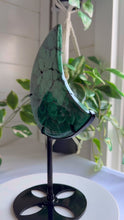Load and play video in Gallery viewer, Stunning Malachite Moon on Custom Black Stand
