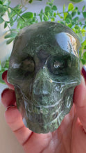 Load and play video in Gallery viewer, Moss Agate Skull Carving - Draco
