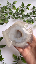 Load and play video in Gallery viewer, Druzy Agate Fish on Custom Gold Stand
