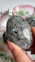Load and play video in Gallery viewer, Larvikite Palm Stones|Consciously Sourced
