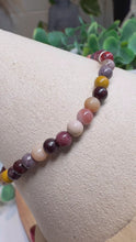 Load and play video in Gallery viewer, Mookaite 4mm Beaded Bracelet|Consciously Sourced|Gemstone Stretch Bracelet|Crystal Beaded Bracelet
