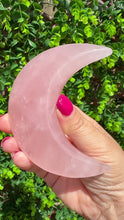 Load and play video in Gallery viewer, Rose Quartz Moon on Custom Gold Stand
