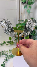 Load and play video in Gallery viewer, Moss Agate Wings on Stand
