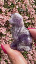 Load and play video in Gallery viewer, Chevron Amethyst Cat Carving|Dream Amethyst Cat Carving|Ethically Sourced|Carvings|Natural Amethyst
