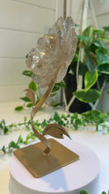 Load and play video in Gallery viewer, Smokey Quartz Rose Carving on Custom Stand|Home Decor
