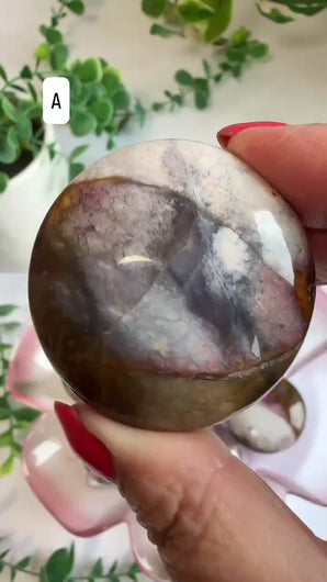 Pink Lace Chalcedony Cookie|Round Flat Stone|Palm Stone|Pocket Crystal