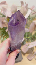 Load and play video in Gallery viewer, Amethyst Root in Stand|Amethyst from Brazil|Consciously Sourced|Natural Amethyst|Crystal in Stand|Statement Crystal
