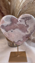 Load and play video in Gallery viewer, Pink Amethyst Heart on Custom Stand from Brazil|Consciously Sourced|Pink Amethyst Carving|Home Decor|Statement Crystals
