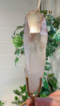 Load and play video in Gallery viewer, Natural Pink Lemurian Quartz on Custom Stand from Brazil
