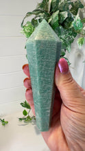 Load and play video in Gallery viewer, Amazonite Wand with Black Stand
