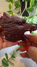 Load and play video in Gallery viewer, Mookaite Jasper Wolf Head with custom stand|Hand Carved
