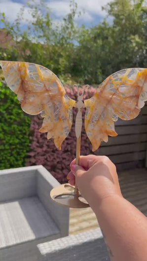 Golden Healer Butterfly Wings on Gold Stand|Home Decor
